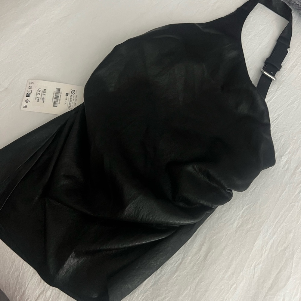 Zara black leather halter - new - size XS